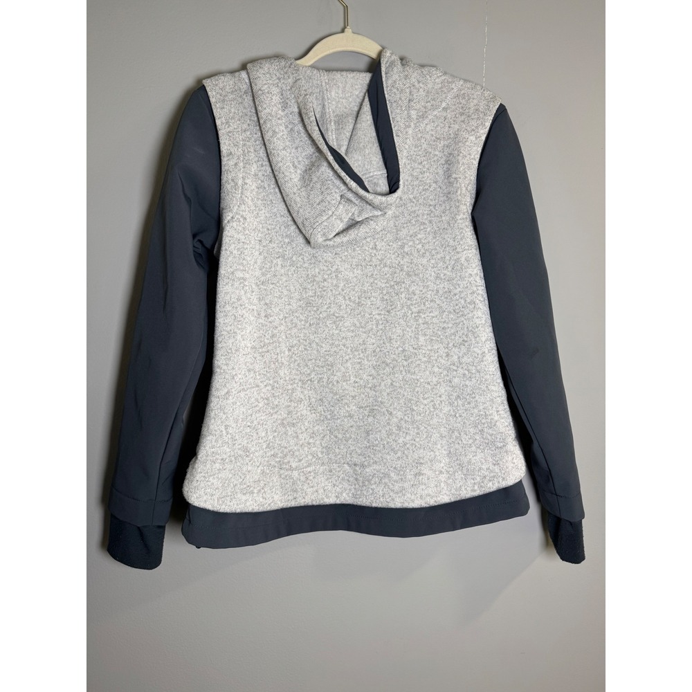 New Balance‎ Womens Petite PM Heathered Fleece Zip Up Jacket Heather Gray Black - Picture 7 of 9